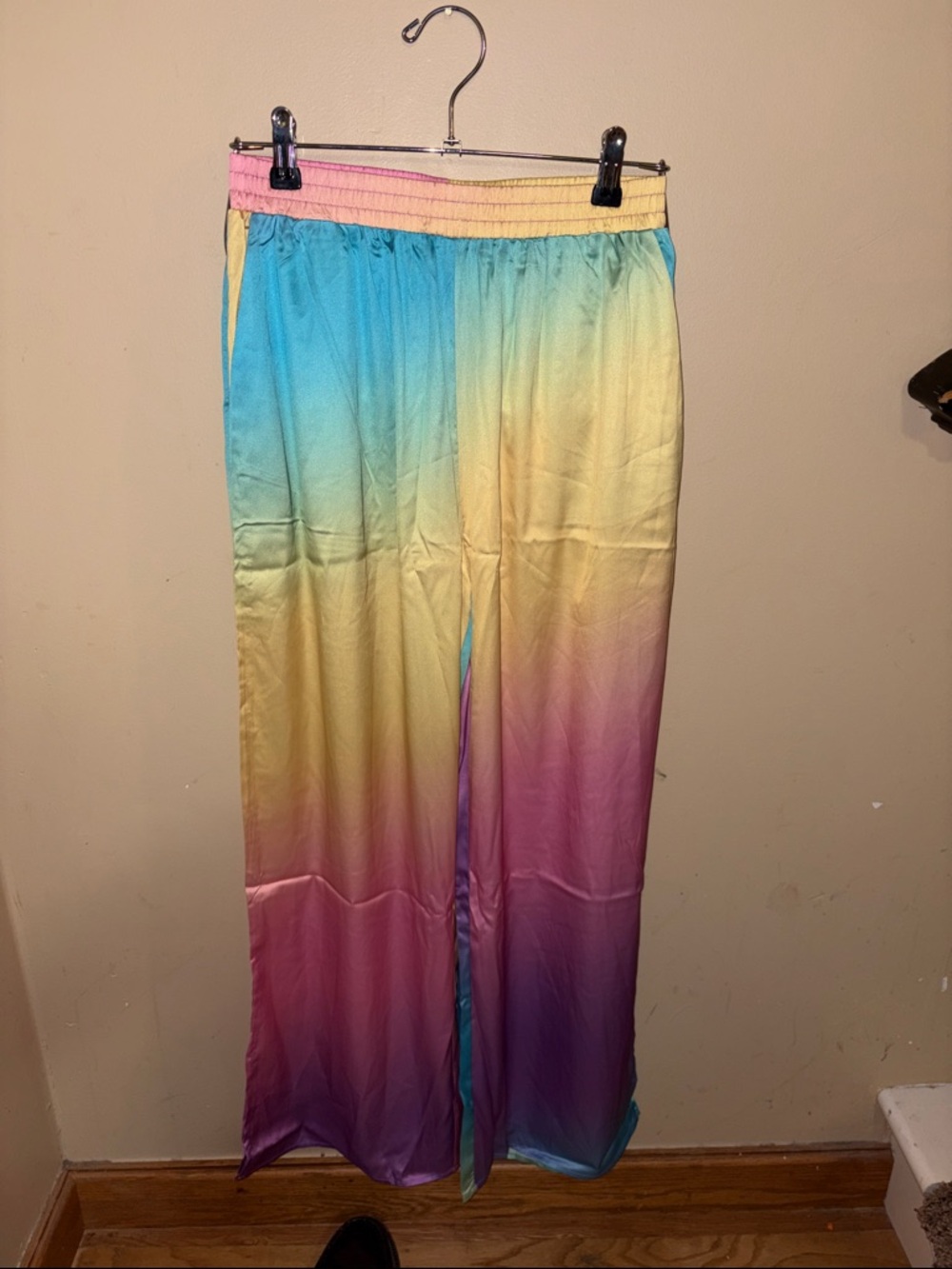 Dressed in LALA Satin Playsuit in Pastel Rainbow Daydream Oversized Small S New - Picture 5 of 9